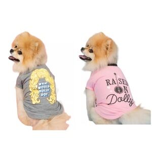 NWT Dolly Parton Doggy Parton Set of 2 Dog or Cat T-shirts Sz S